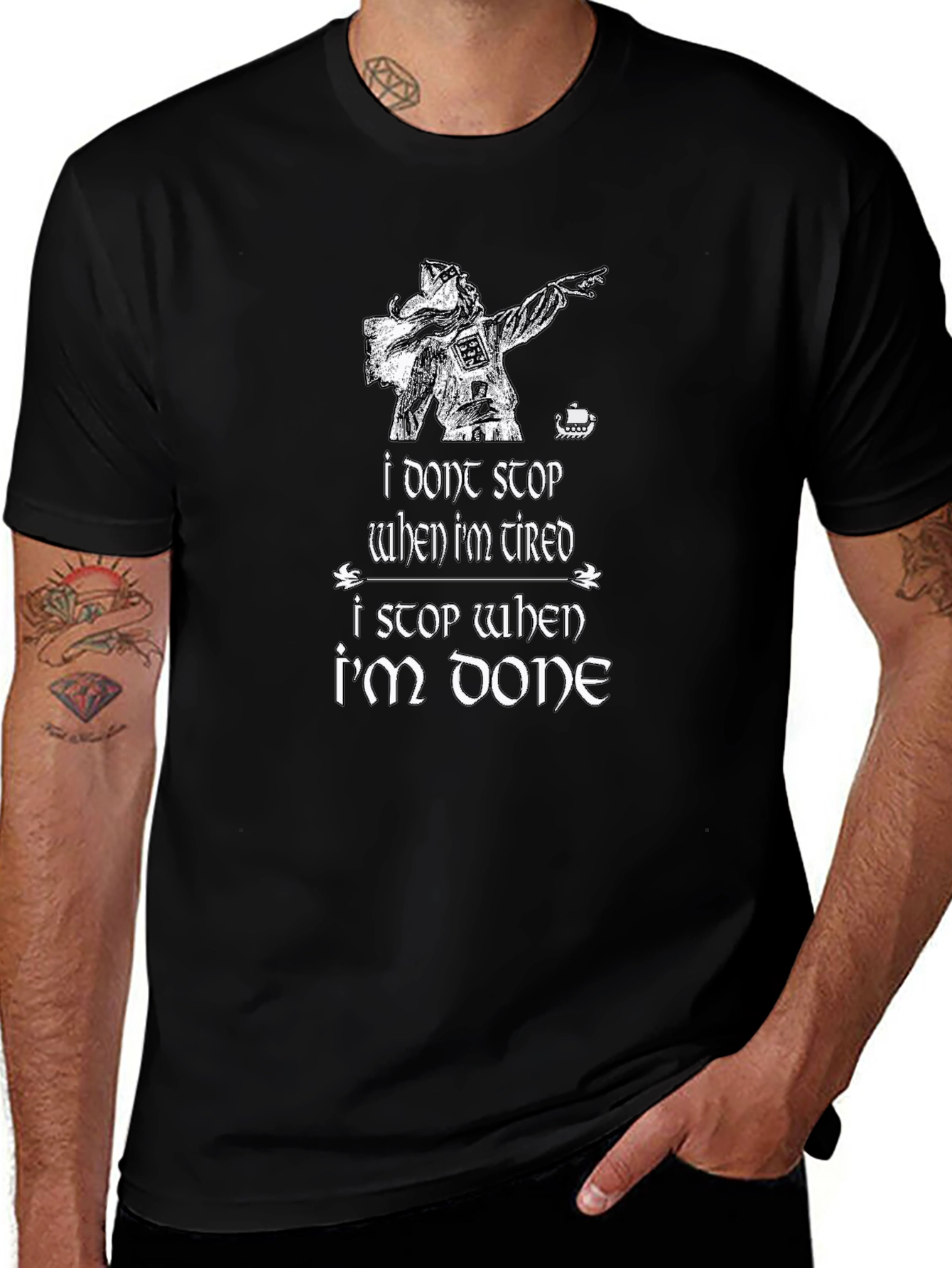 Viking Warrior Mens Black Graphic Tee