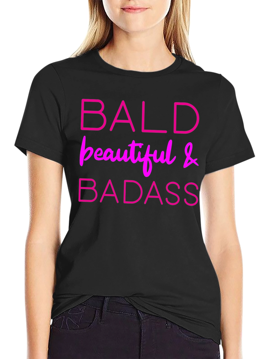 Bald Beautiful & Badass Black Graphic Tee