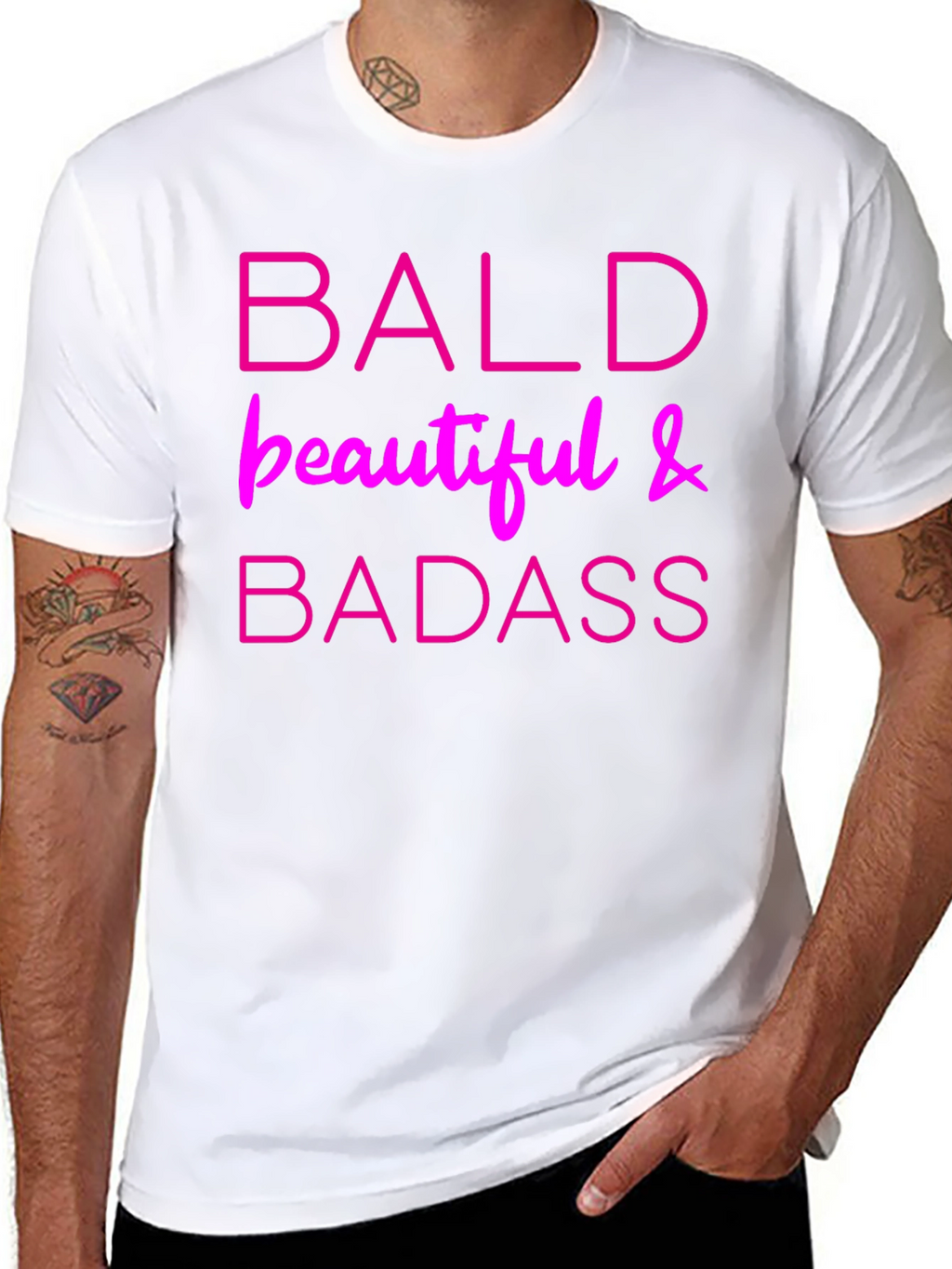 Bald Beautiful & Badass Black Graphic Tee