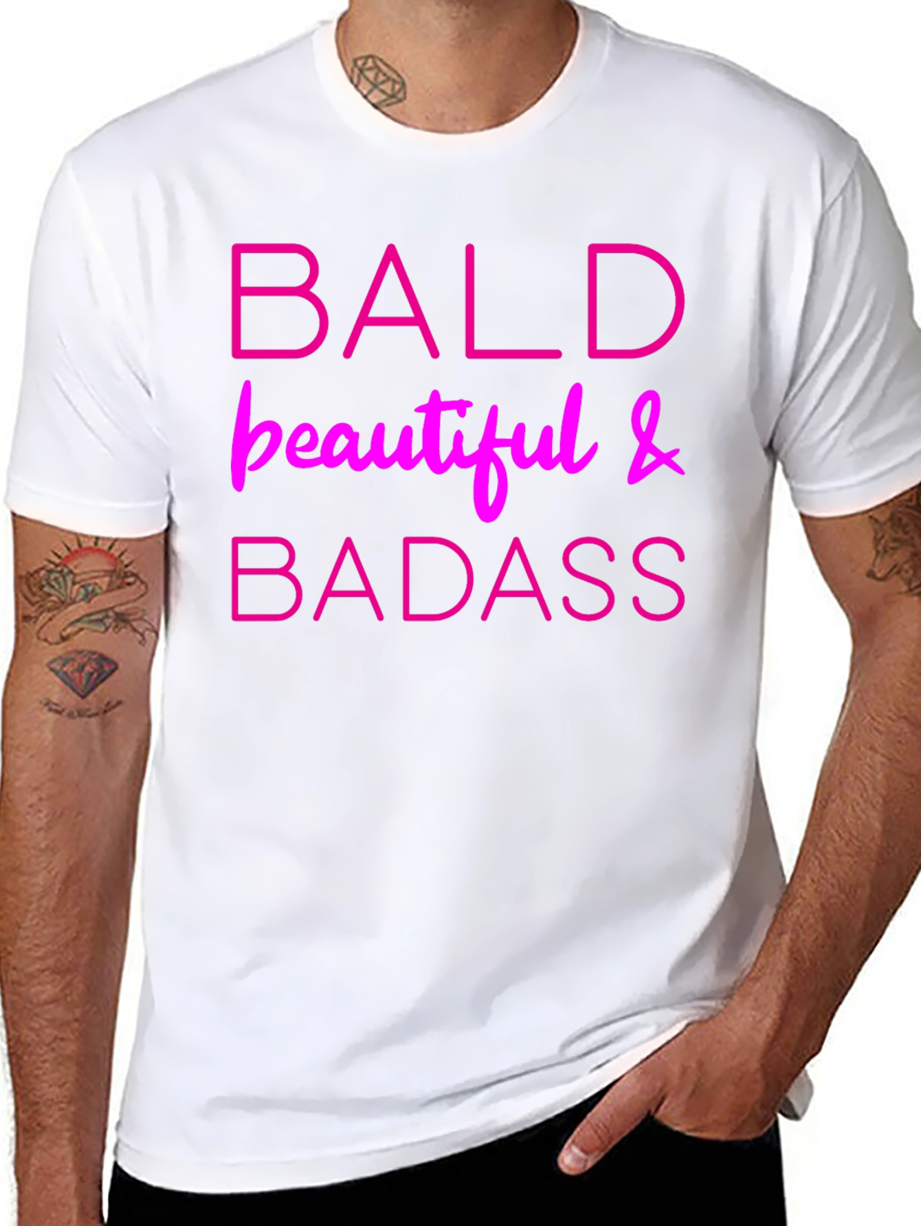 Bald Beautiful & Badass Black Graphic Tee