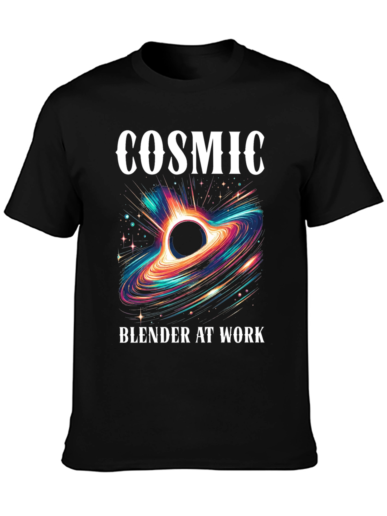 Cosmic Blender At Work Graphic Tee - Black T-Shirt