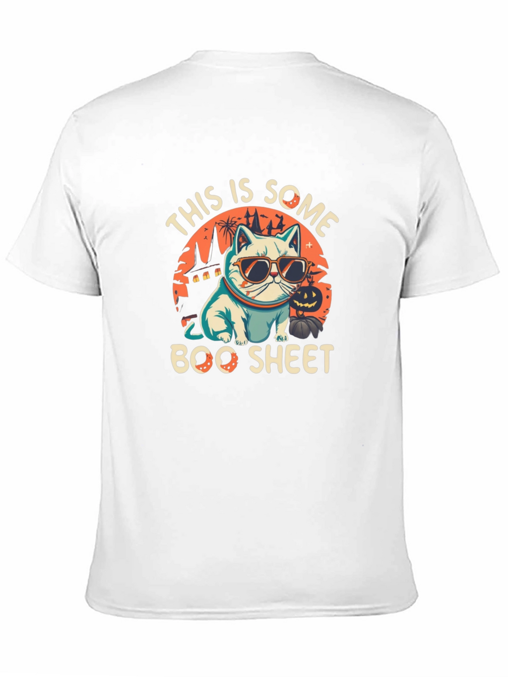 Boo Sheet Halloween T-Shirt - Cat with Sunglasses