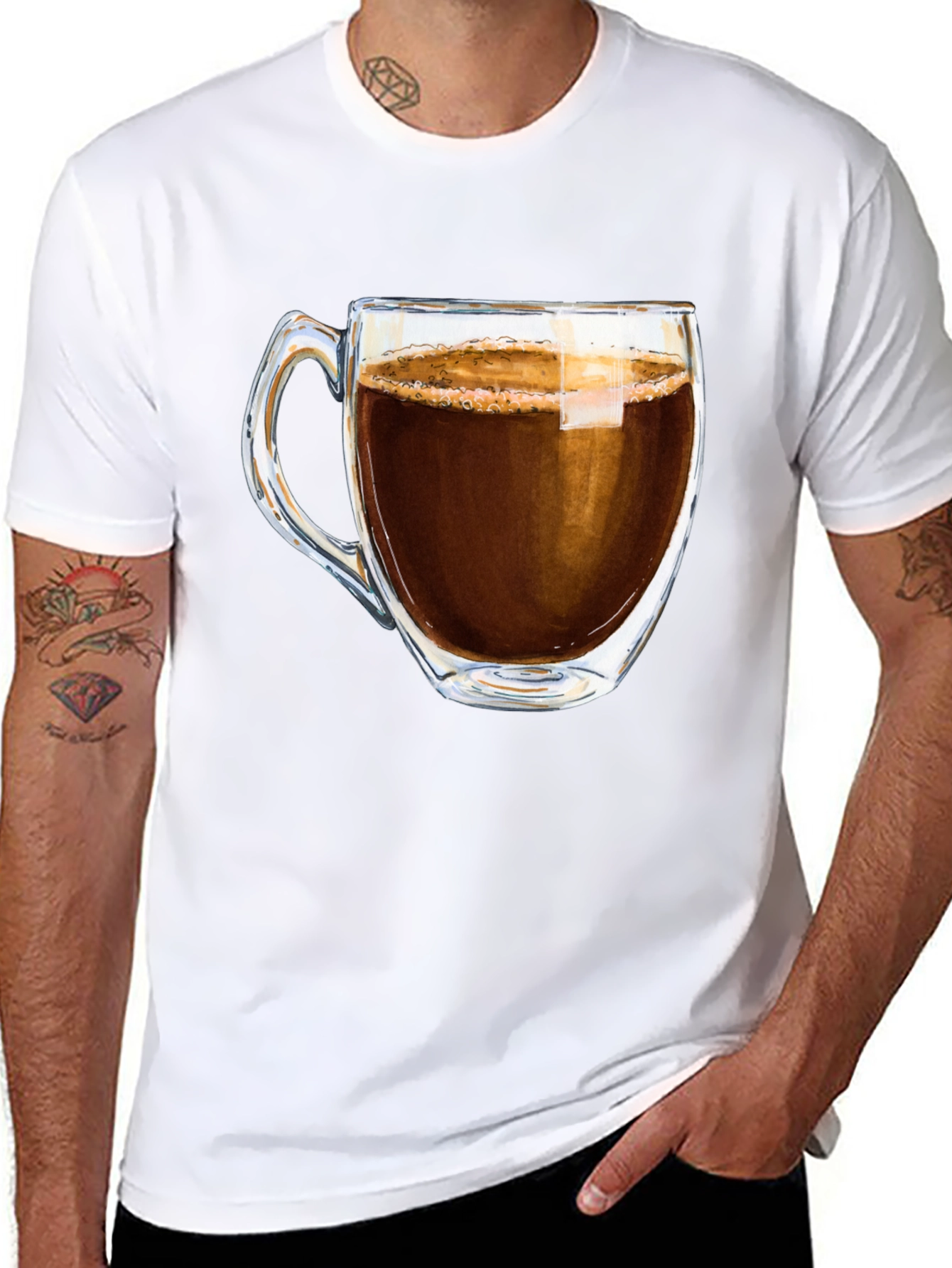 Coffee Cup Graphic Tee - Black Casual T-Shirt