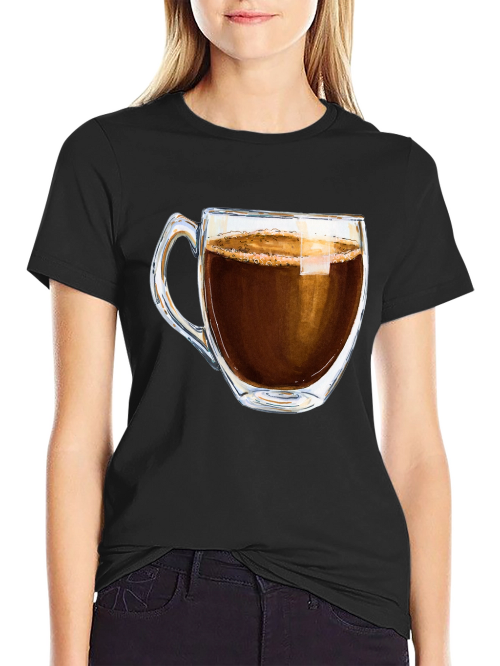 Coffee Cup Graphic Tee - Black Casual T-Shirt