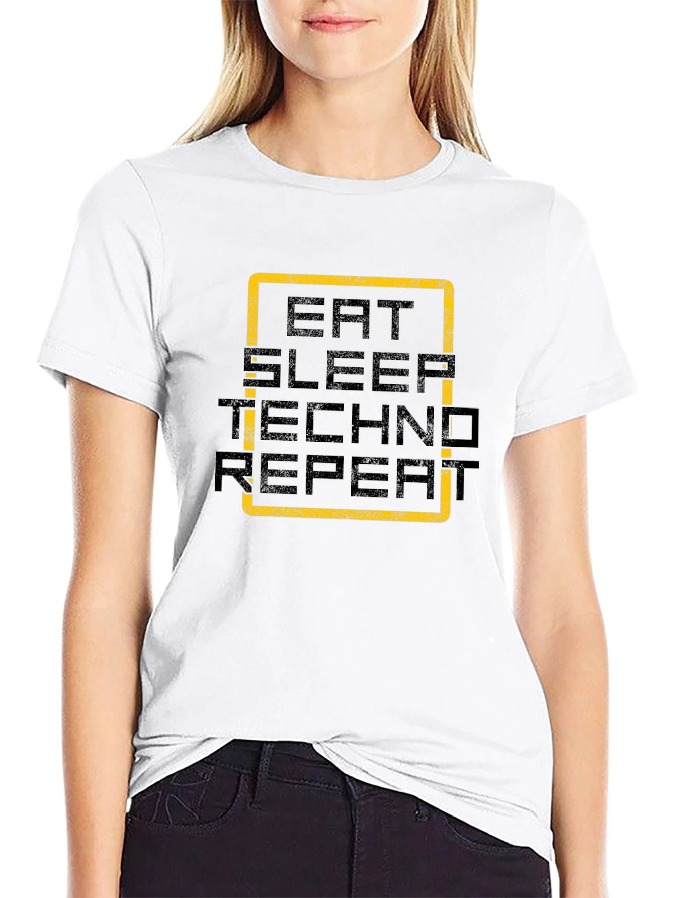 Eat Sleep Techno Repeat Black Graphic Tee