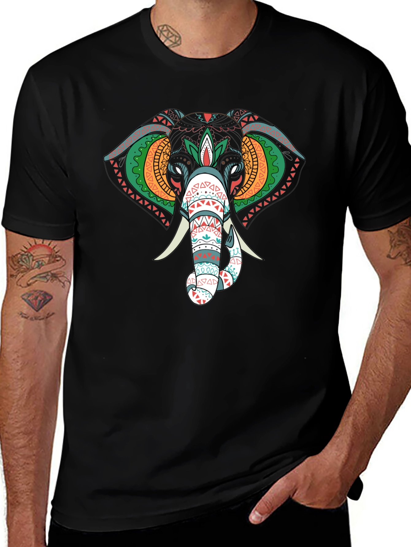 Elephant Graphic Black T-Shirt