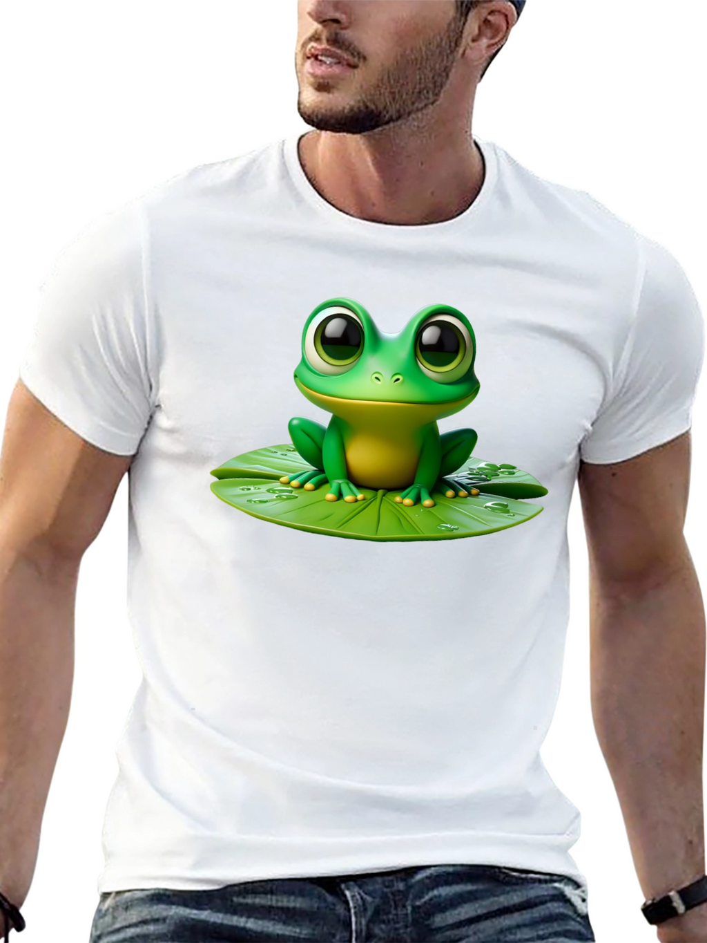 Frog on Lily Pad Graphic Tee - Black
