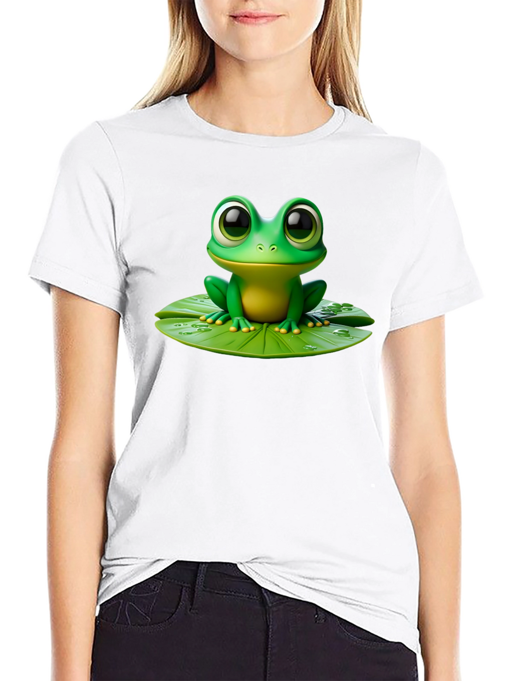 Frog on Lily Pad Graphic Tee - Black