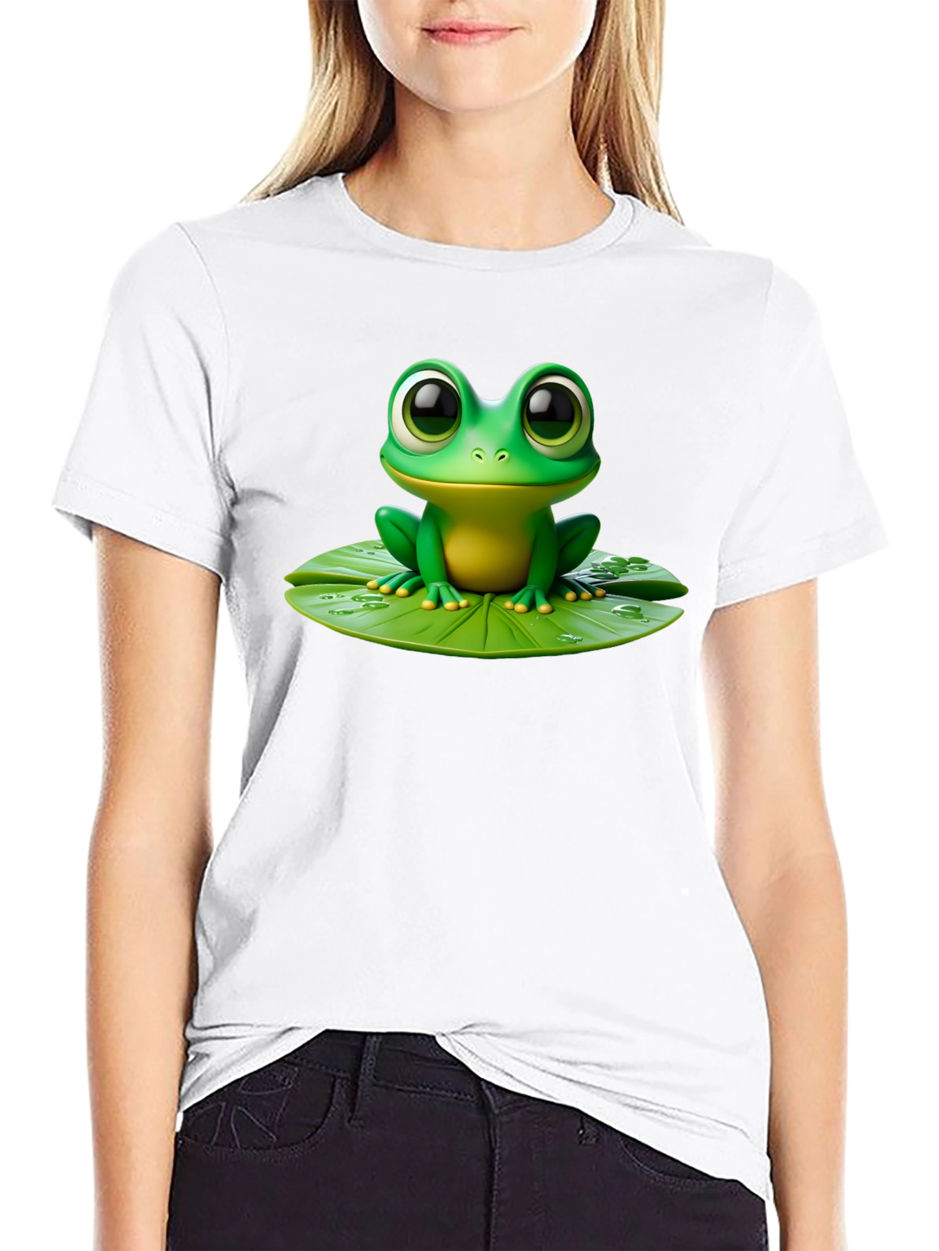 Frog on Lily Pad Graphic Tee - Black