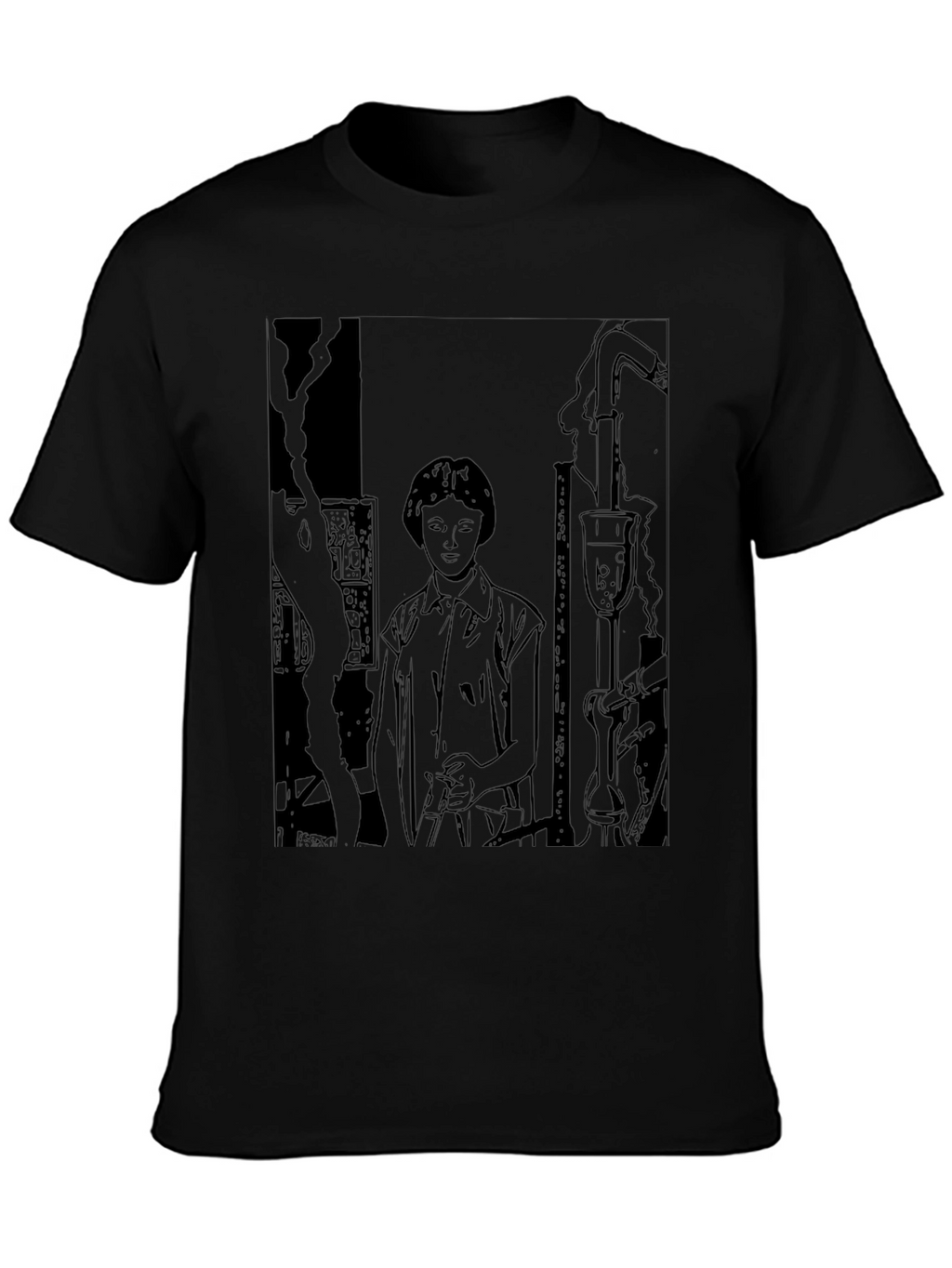 Science Sketch Graphic T-Shirt - Black