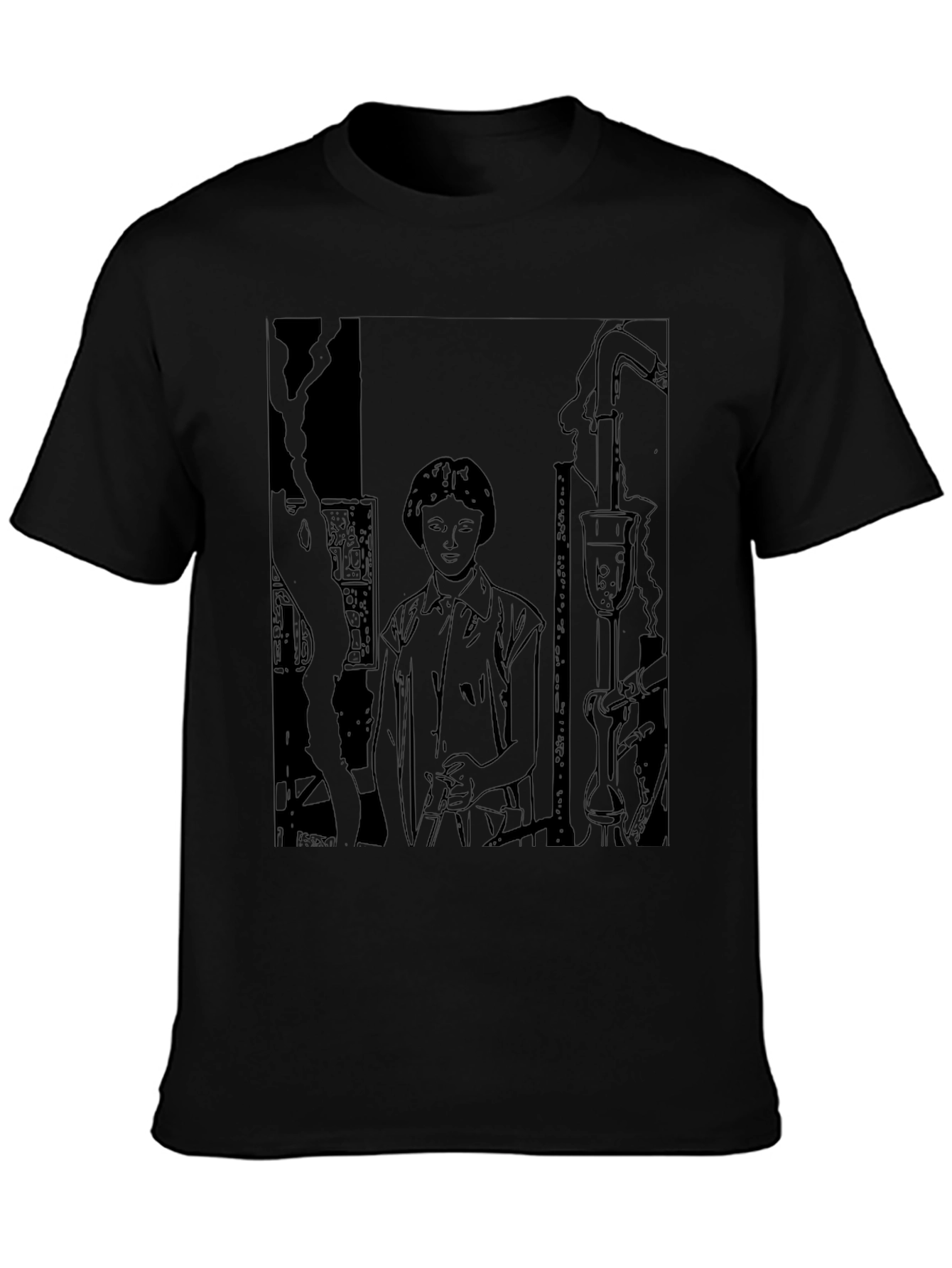 Science Sketch Graphic T-Shirt - Black