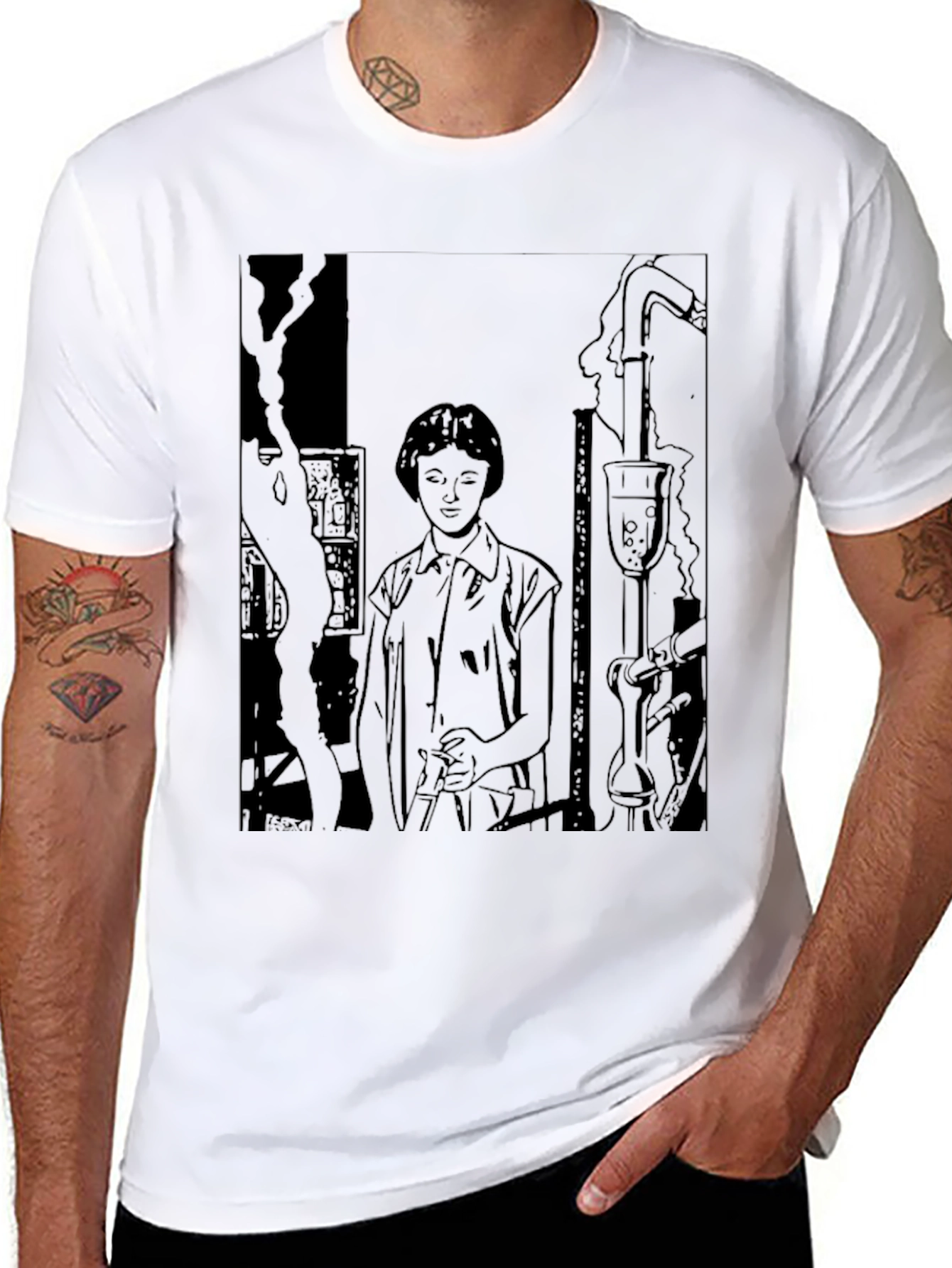 Science Sketch Graphic T-Shirt - Black