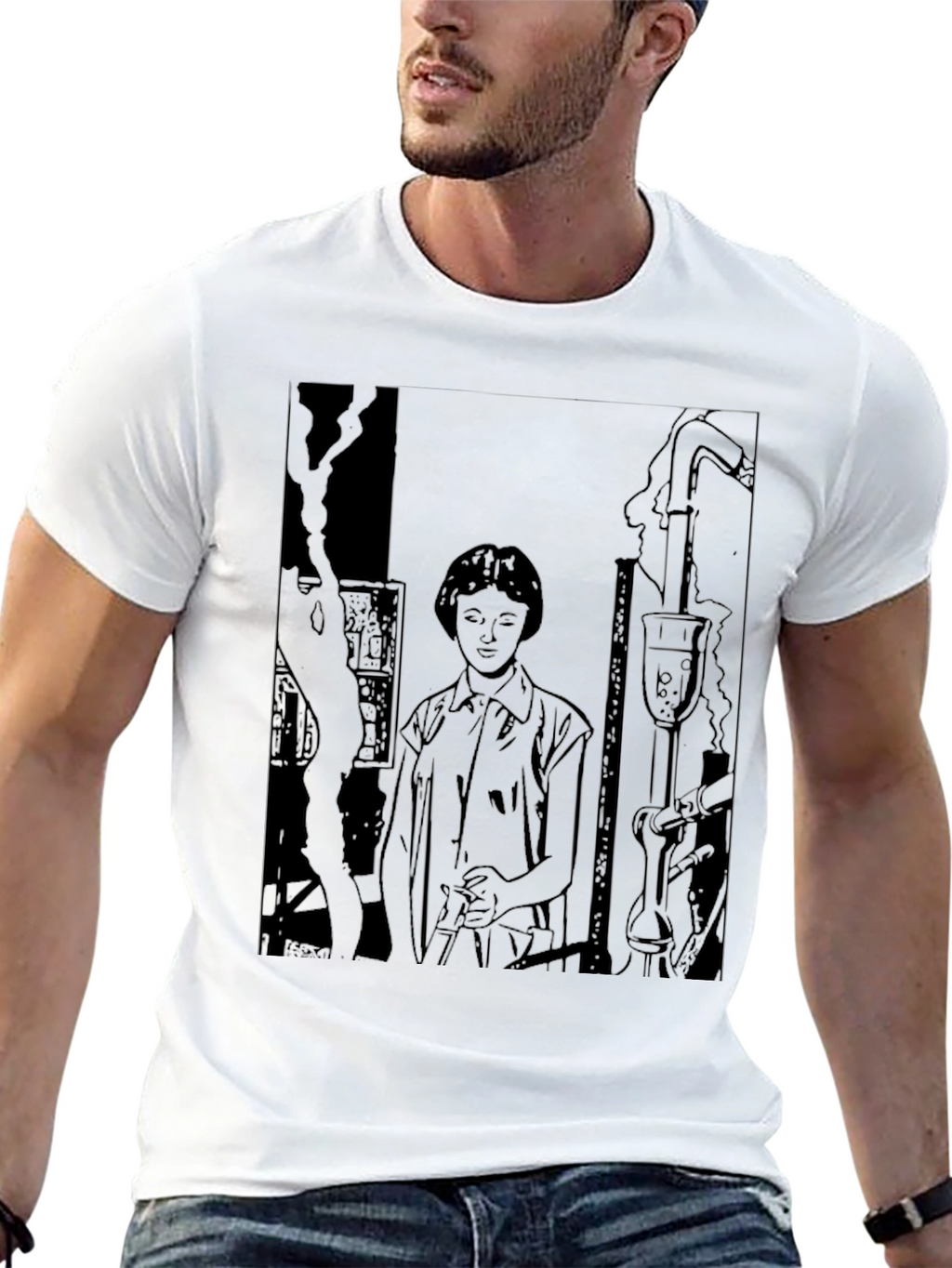 Science Sketch Graphic T-Shirt - Black