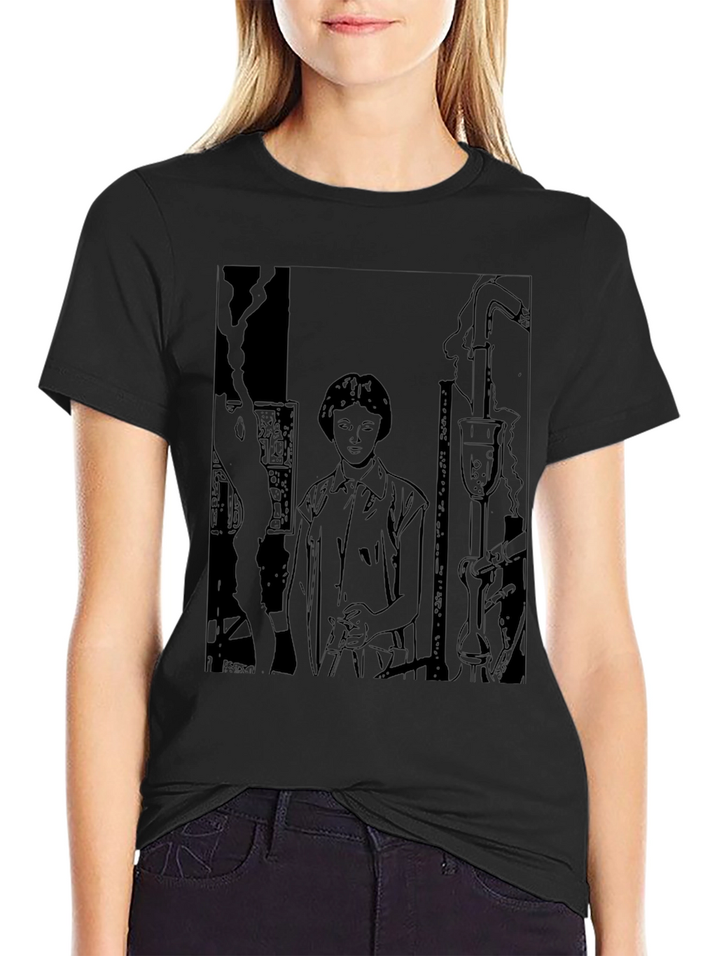 Science Sketch Graphic T-Shirt - Black