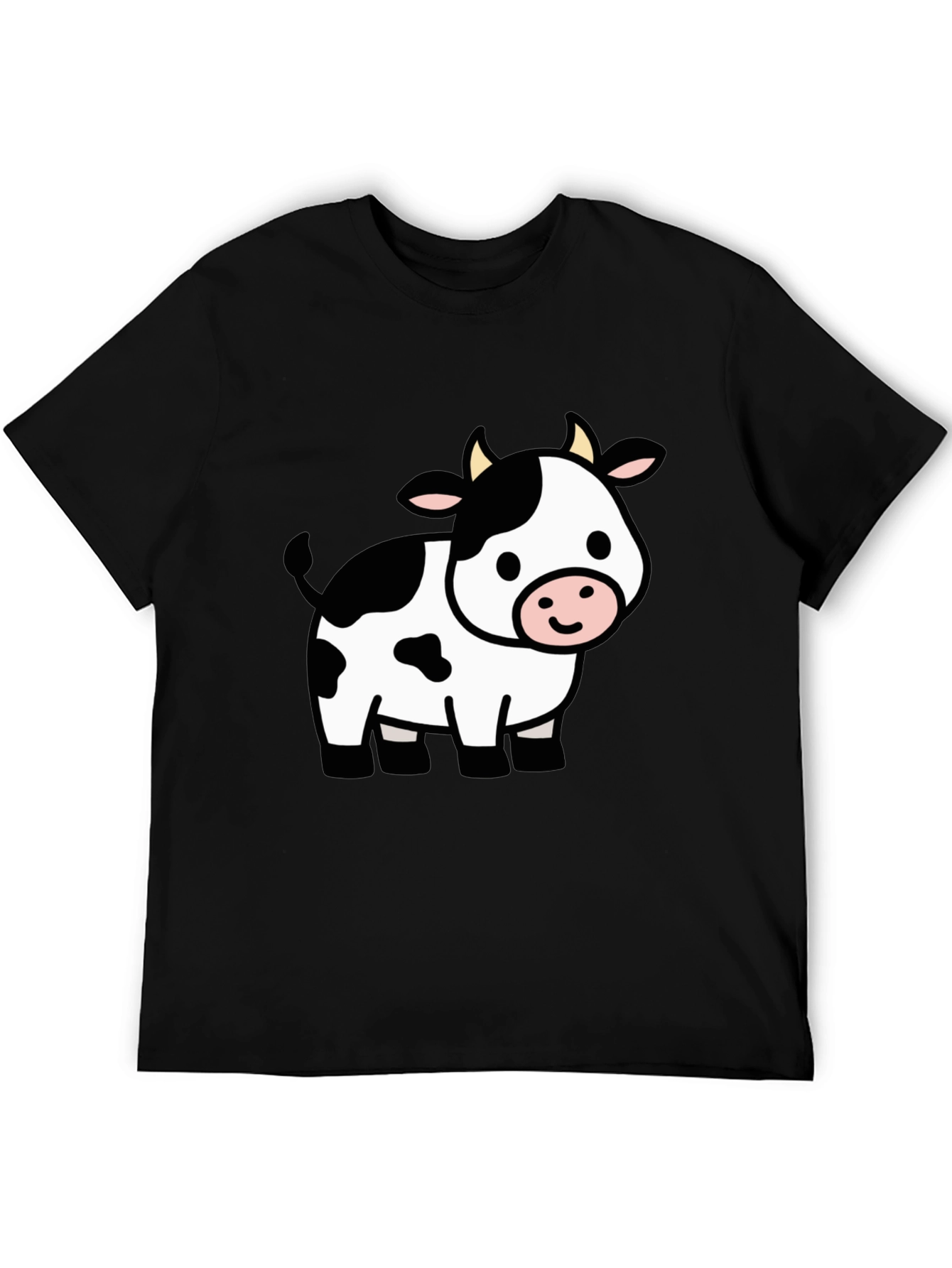 Cute Cow Graphic Black T-Shirt