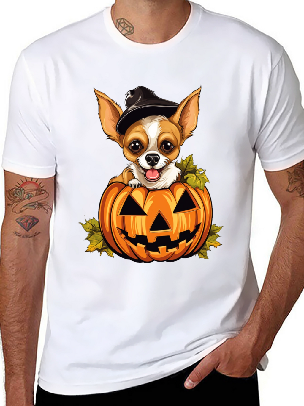 Halloween Chihuahua in Pumpkin T-Shirt