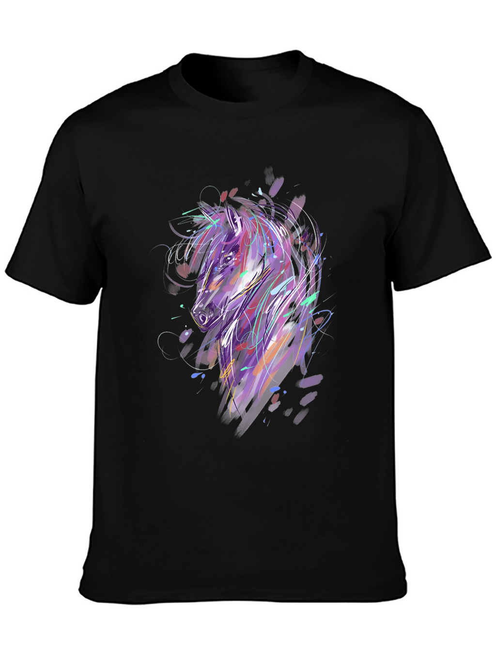 Abstract Horse Graphic Black T-Shirt
