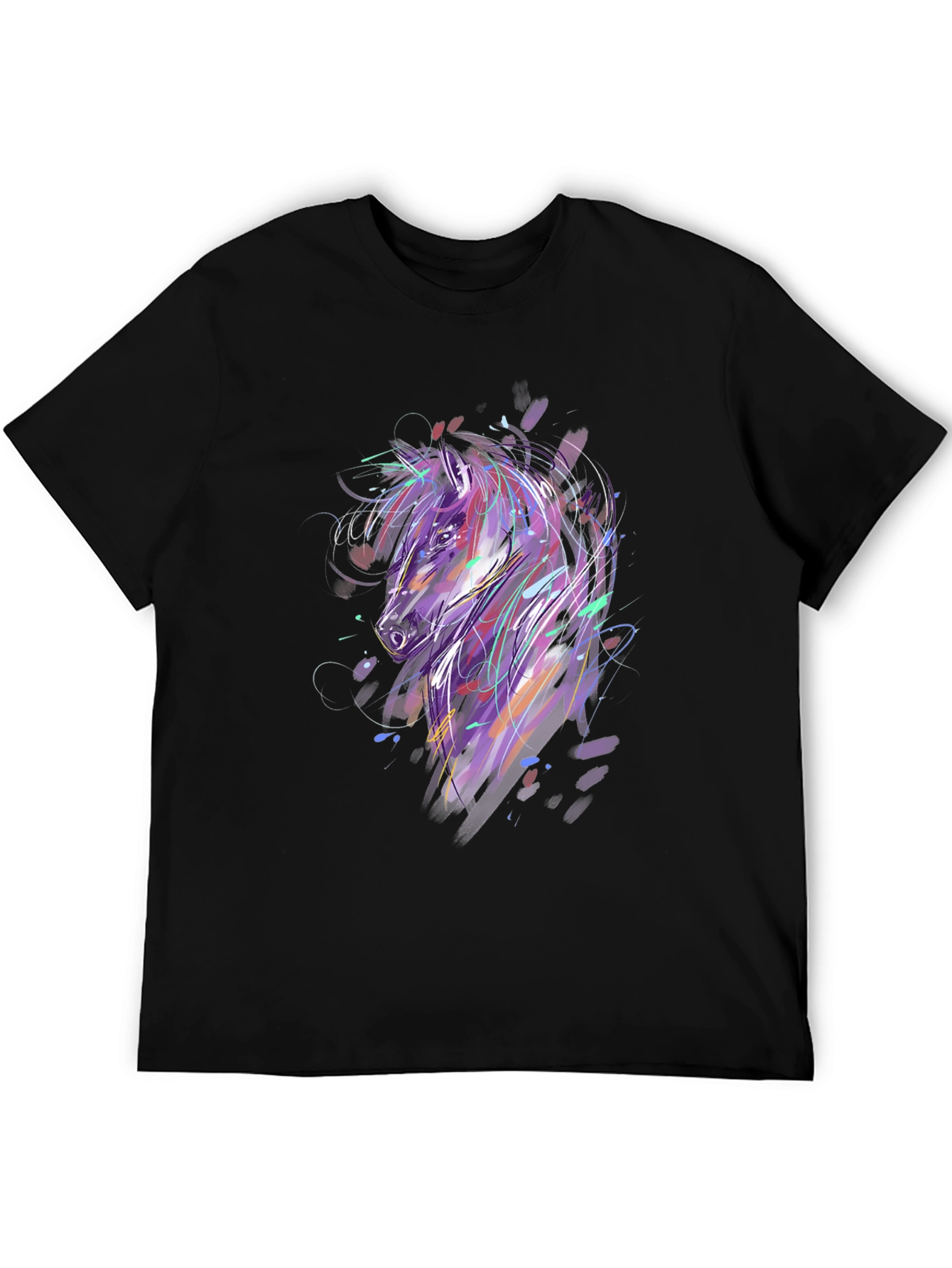 Abstract Horse Graphic Black T-Shirt