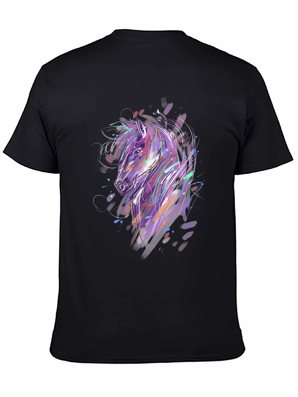 Abstract Horse Graphic Black T-Shirt
