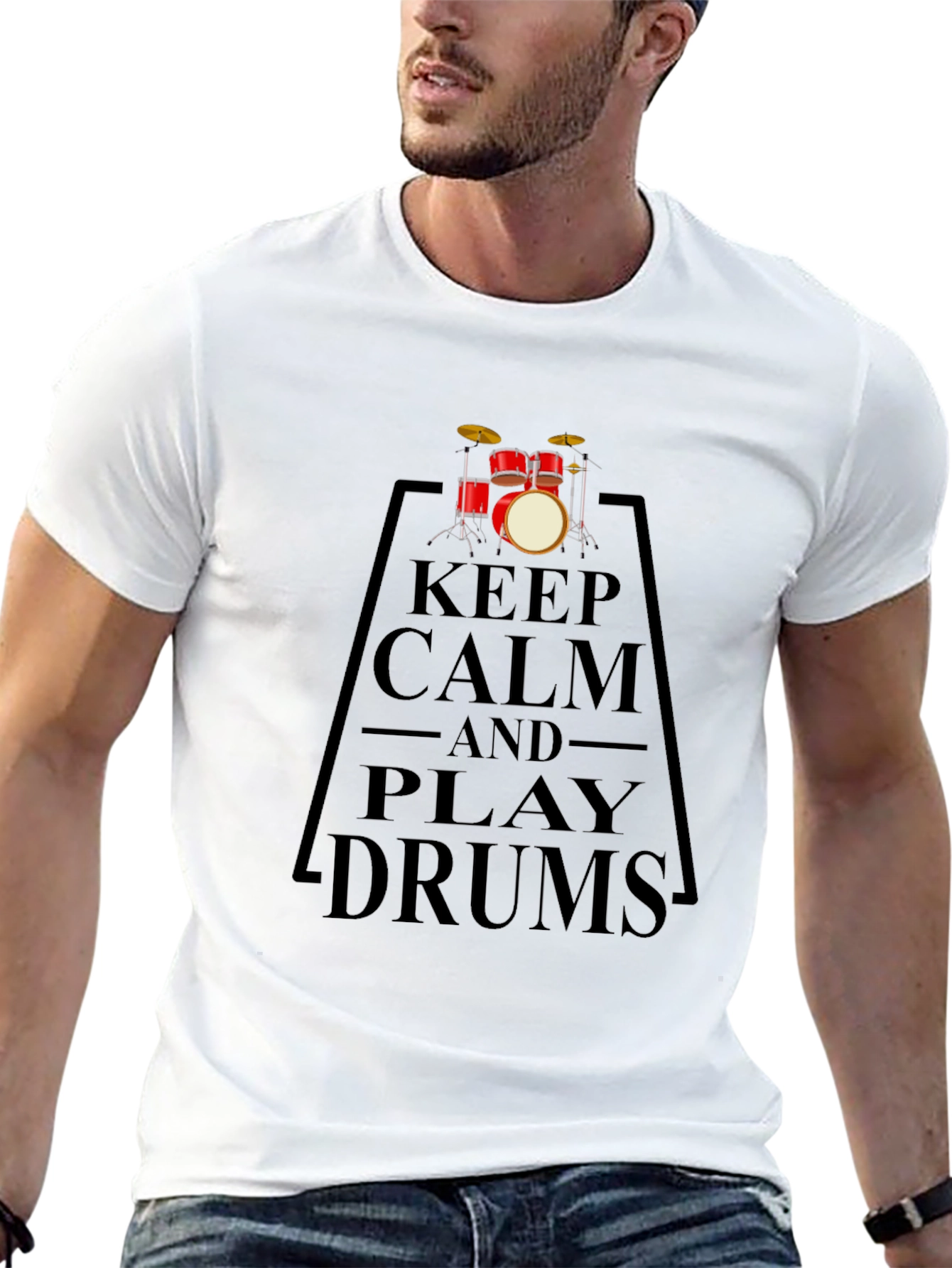 Keep Calm and Play Drums Black T-Shirt