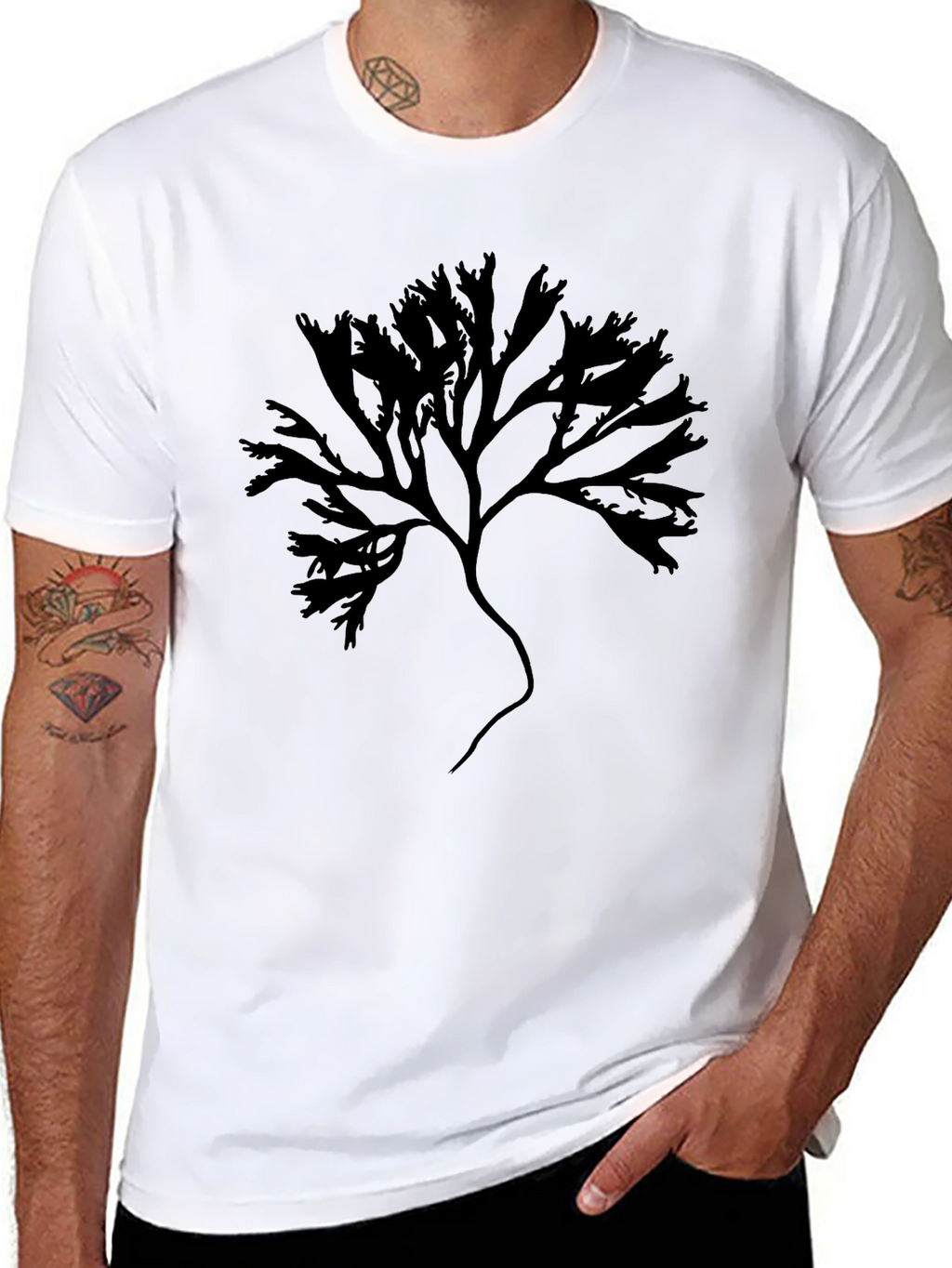 Black T-Shirt with Abstract Tree Graphic