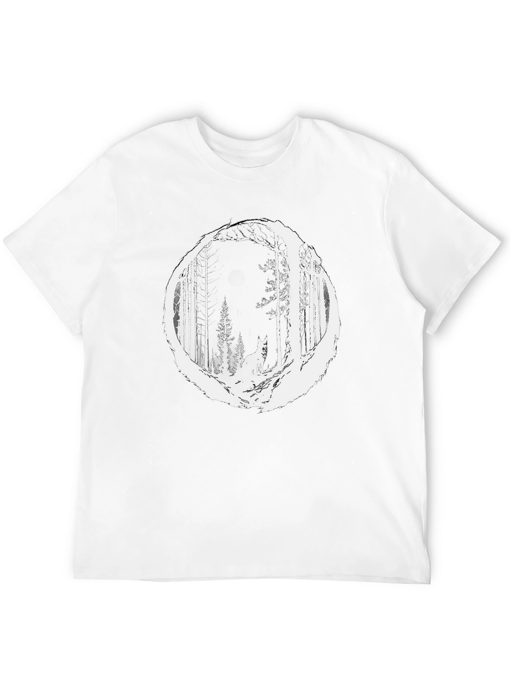 Wolf Forest Graphic Tee - Stylish Black T-Shirt