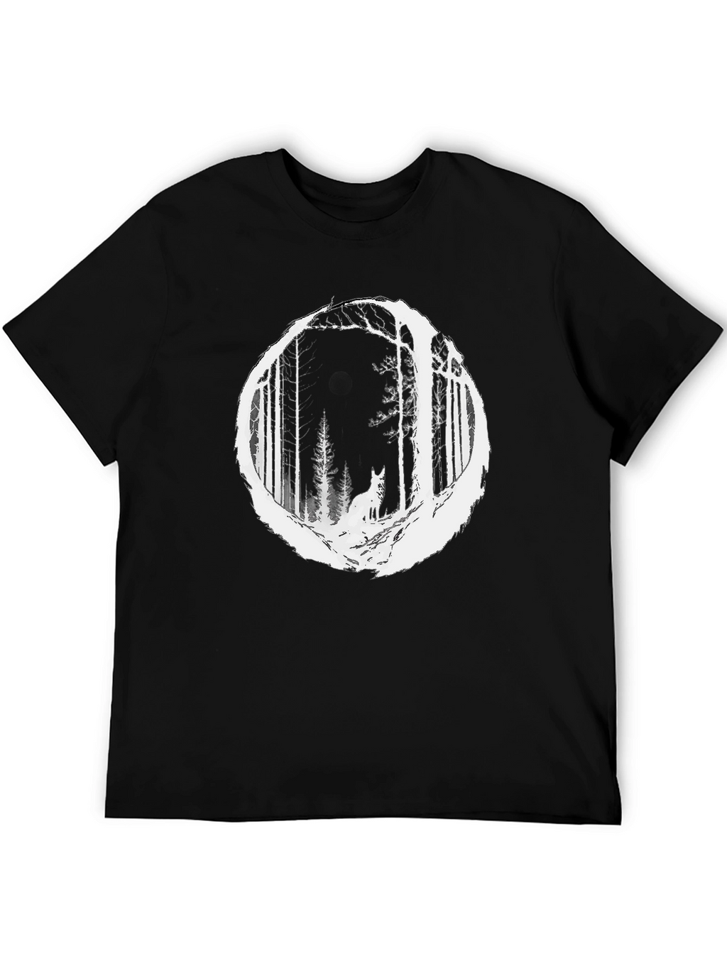 Wolf Forest Graphic Tee - Stylish Black T-Shirt