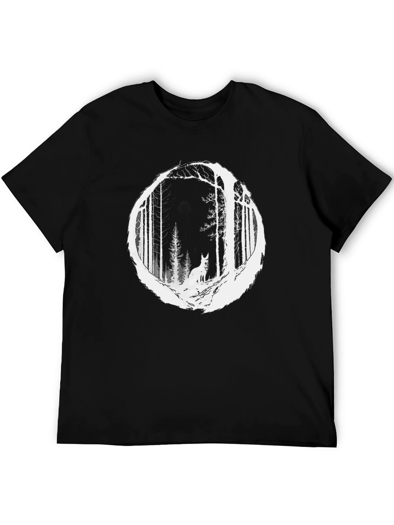Wolf Forest Graphic Tee - Stylish Black T-Shirt