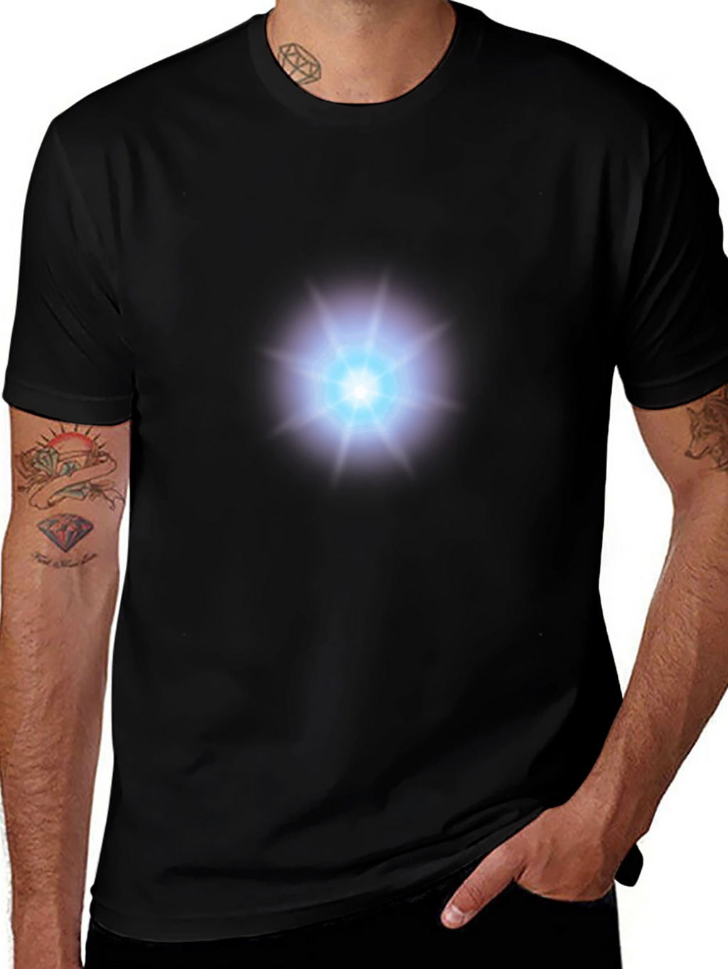 Arc Reactor Graphic T-Shirt - Black Cotton Blend
