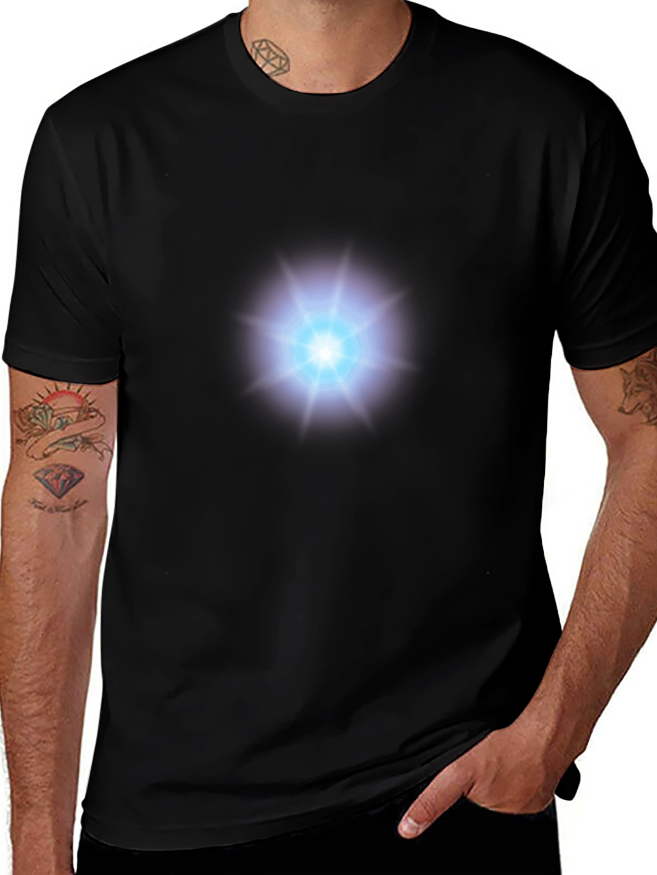 Arc Reactor Graphic T-Shirt - Black Cotton Blend