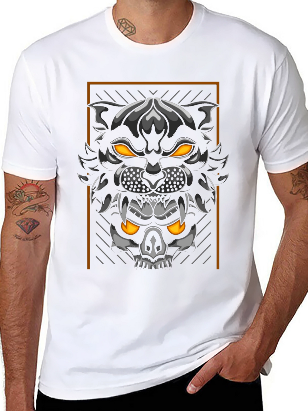 Black Panther & Skull Graphic Tee - Mens