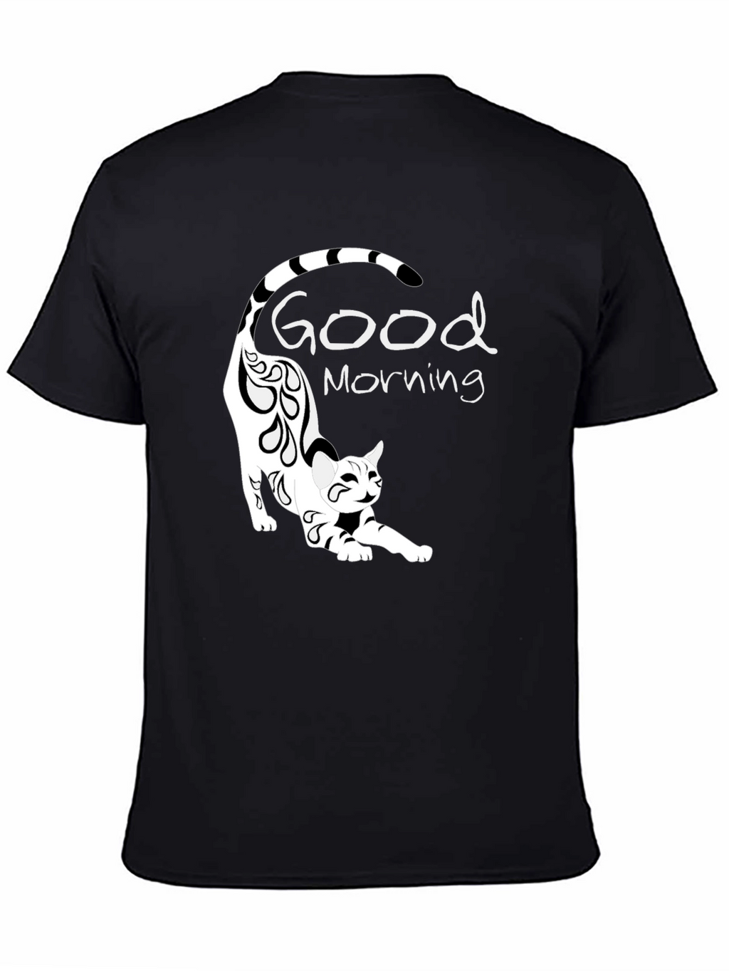 Good Morning Cat Black T-Shirt