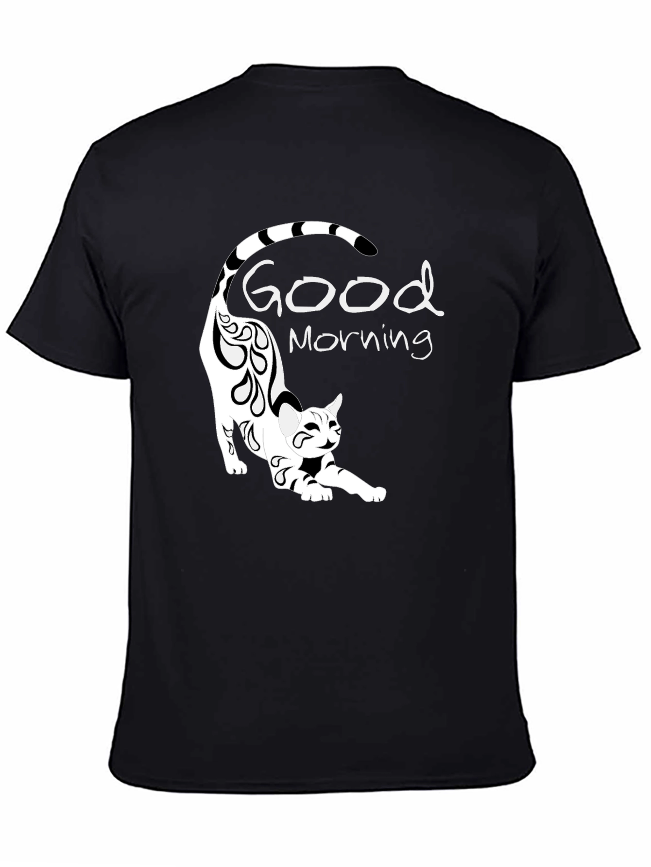 Good Morning Cat Black T-Shirt