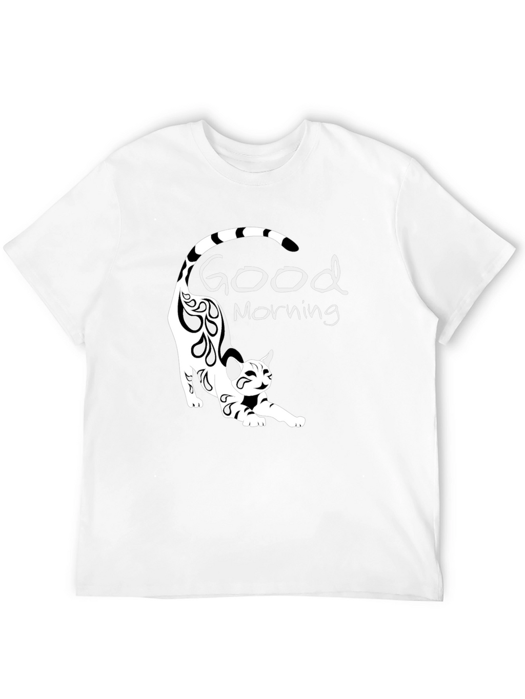 Good Morning Cat Black T-Shirt