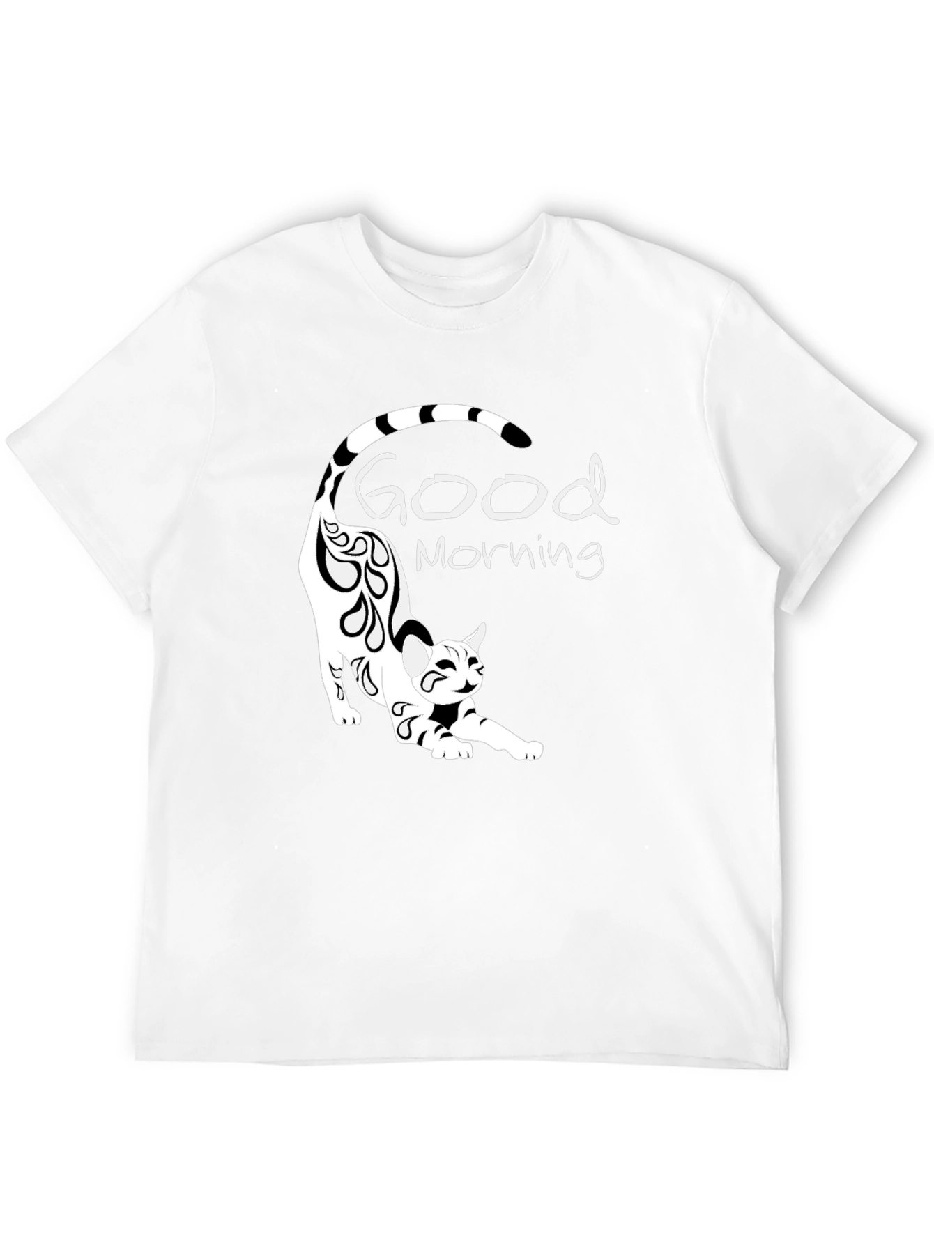 Good Morning Cat Black T-Shirt