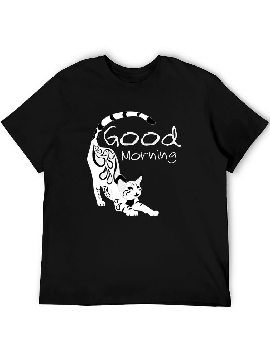 Good Morning Cat Black T-Shirt