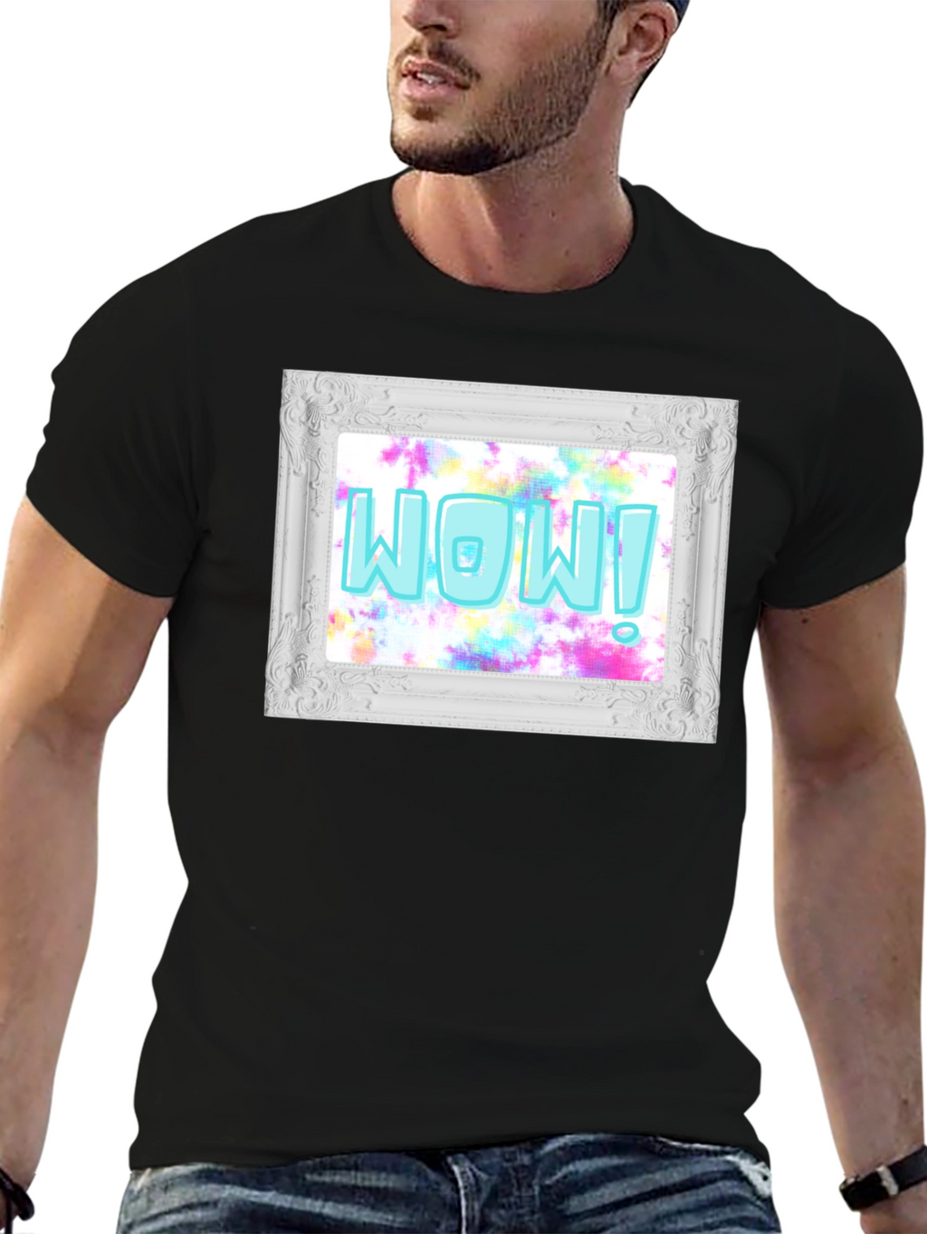 WOW! Framed Graphic Print T-Shirt