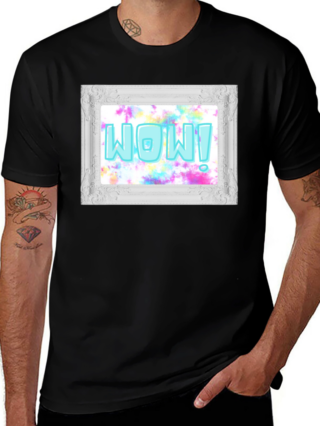 WOW! Framed Graphic Print T-Shirt