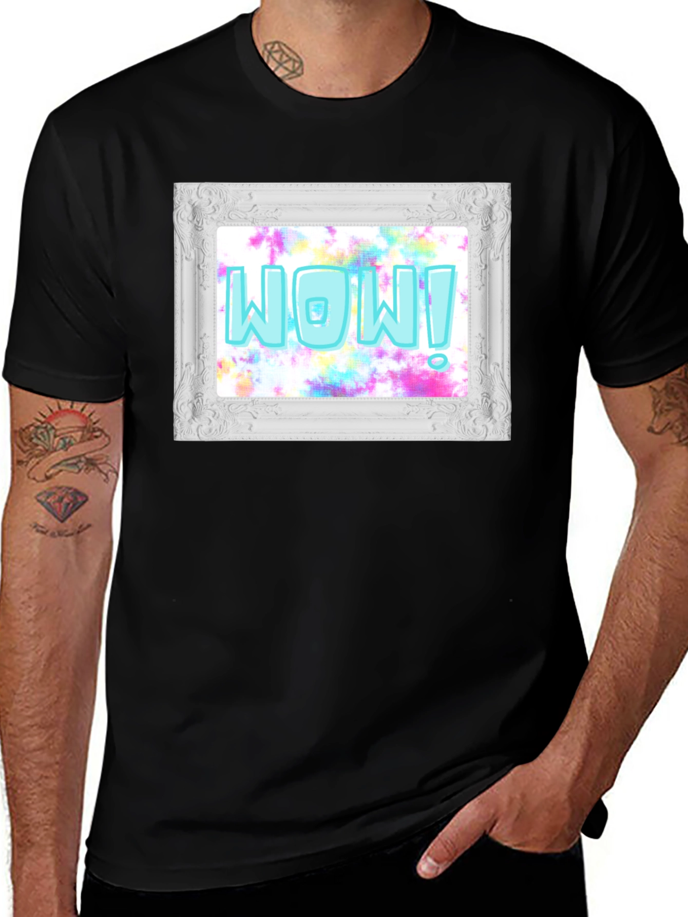 WOW! Framed Graphic Print T-Shirt