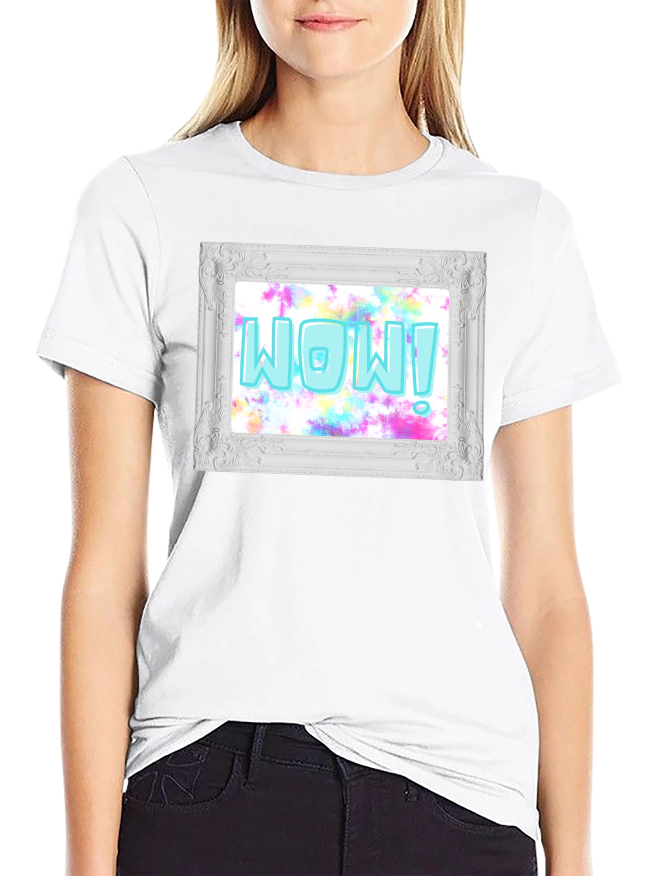 WOW! Framed Graphic Print T-Shirt