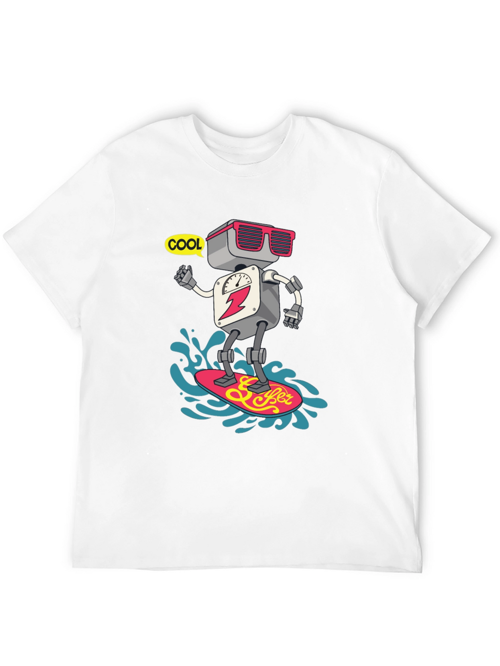 Cool Robot Surfing T-Shirt - Black