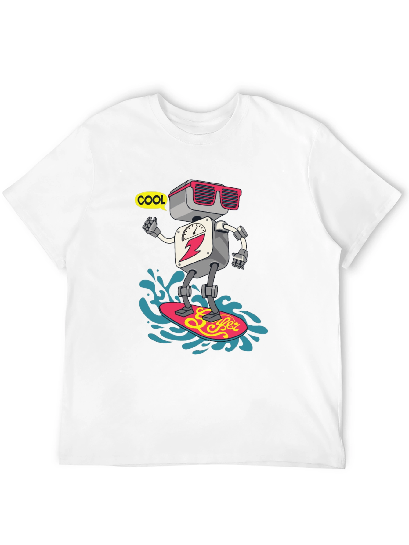 Cool Robot Surfing T-Shirt - Black