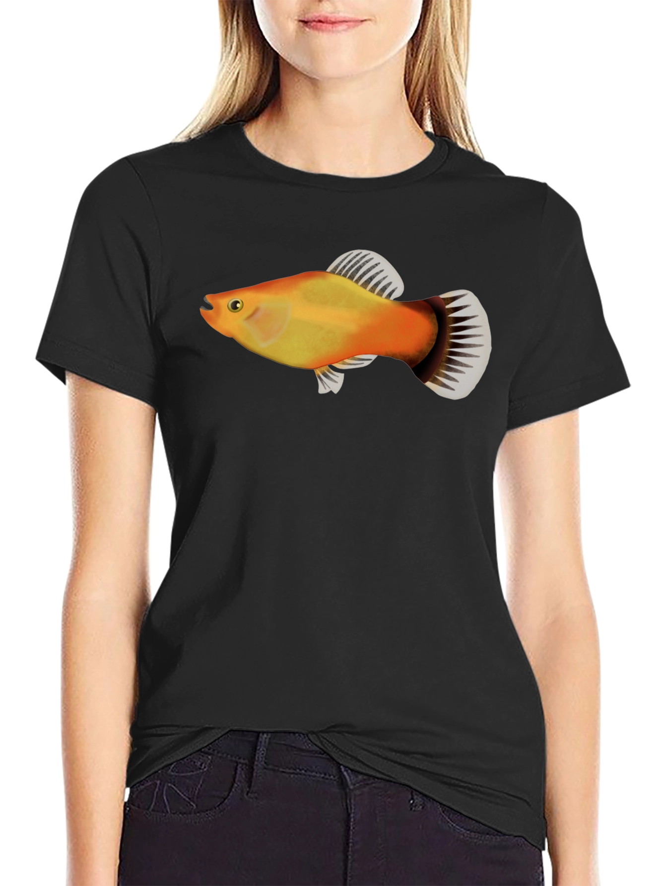 Molly Fish Graphic Tee - Black Casual Shirt