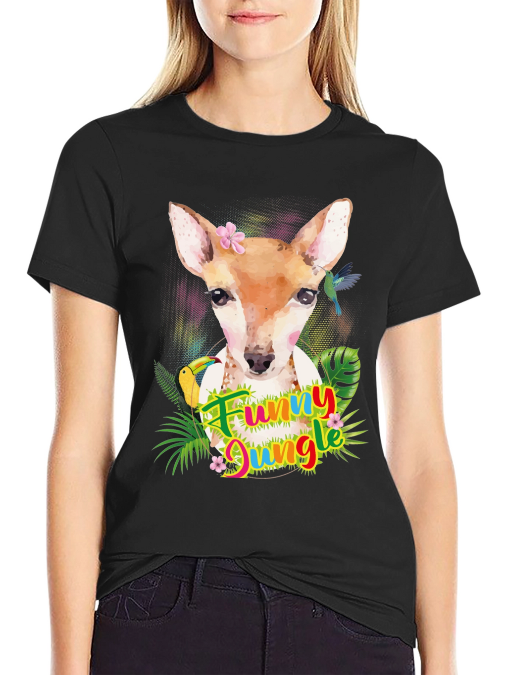 Funny Jungle Deer Graphic Tee
