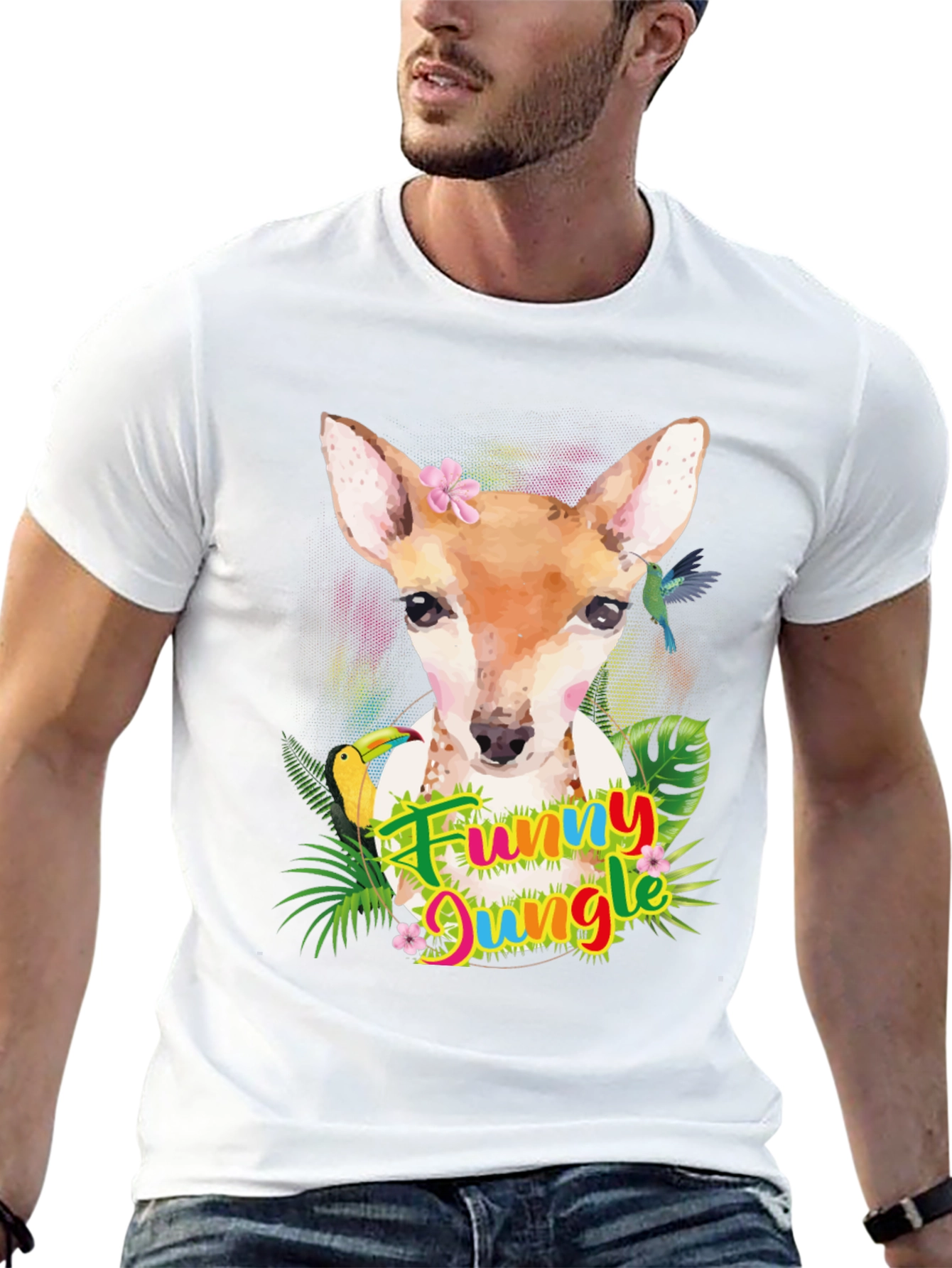 Funny Jungle Deer Graphic Tee