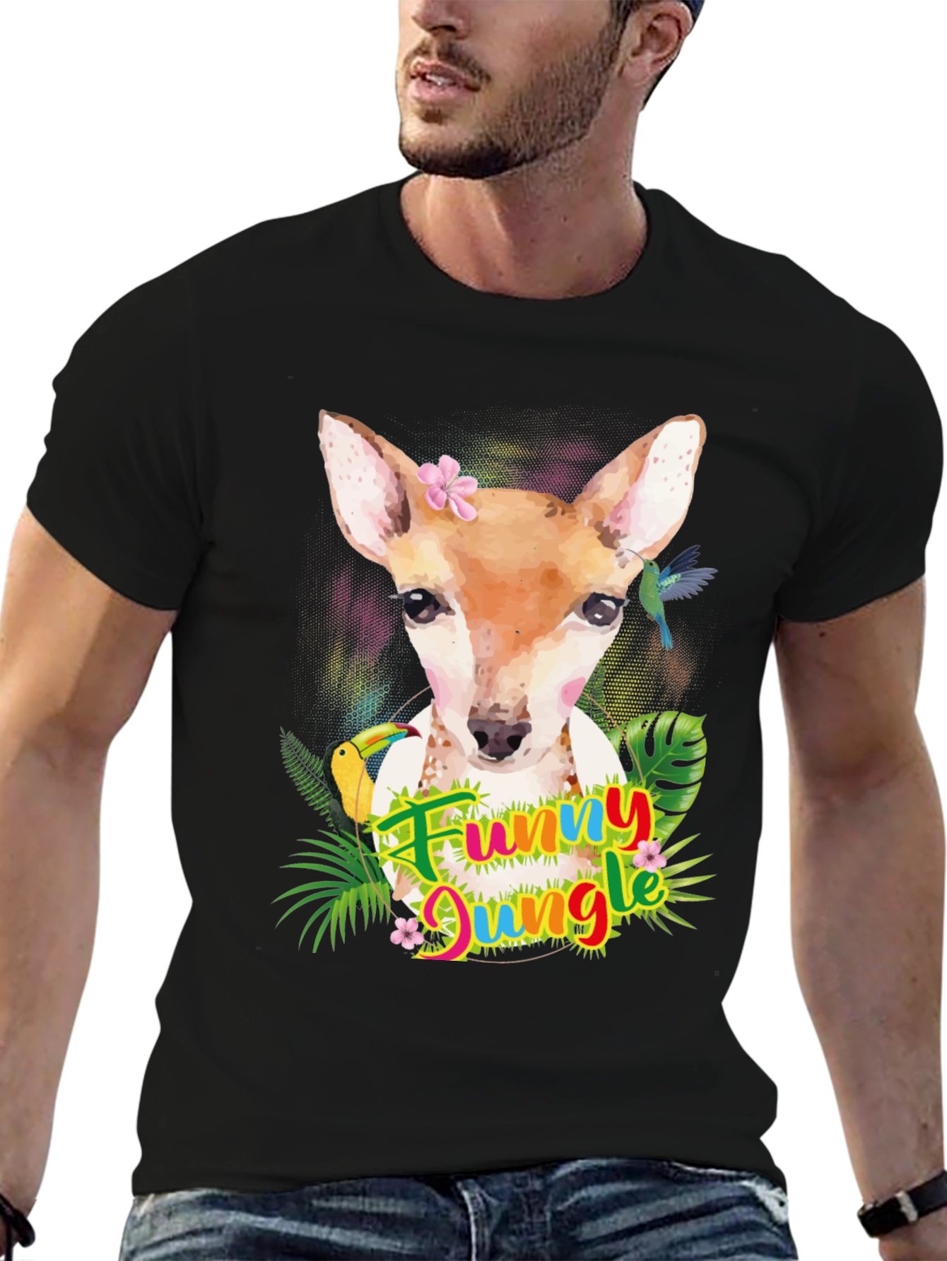 Funny Jungle Deer Graphic Tee