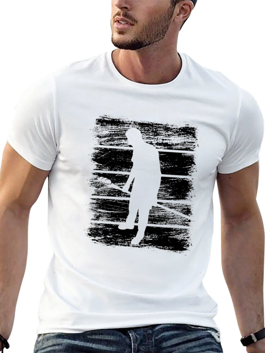 Lacrosse Player Silhouette Black Graphic Tee