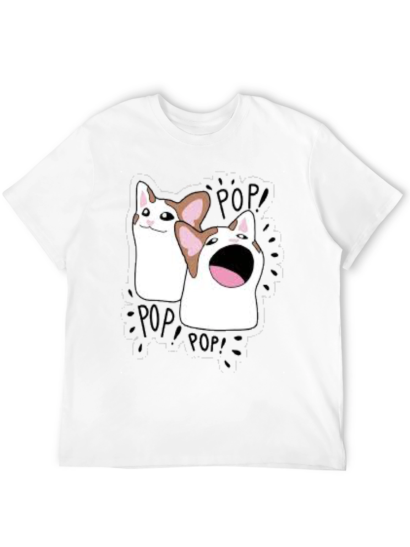 Pop Cat Meme T-Shirt - Black Funny Graphic Tee
