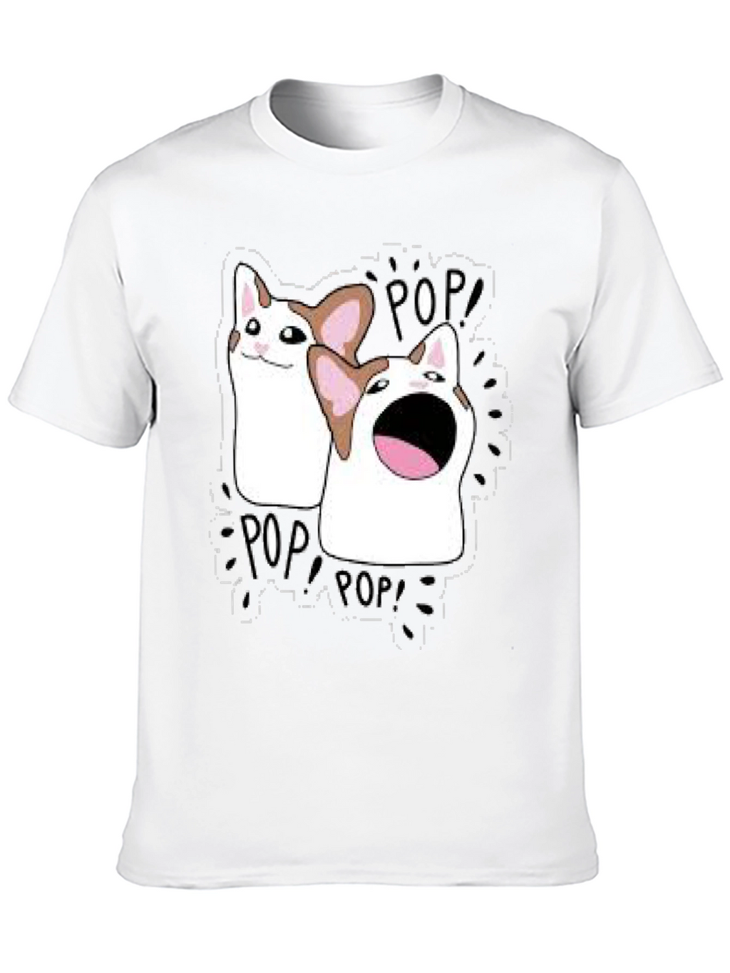 Pop Cat Meme T-Shirt - Black Funny Graphic Tee