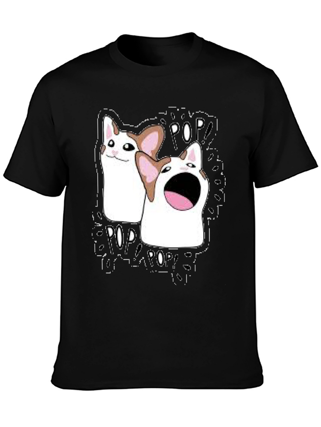 Pop Cat Meme T-Shirt - Black Funny Graphic Tee